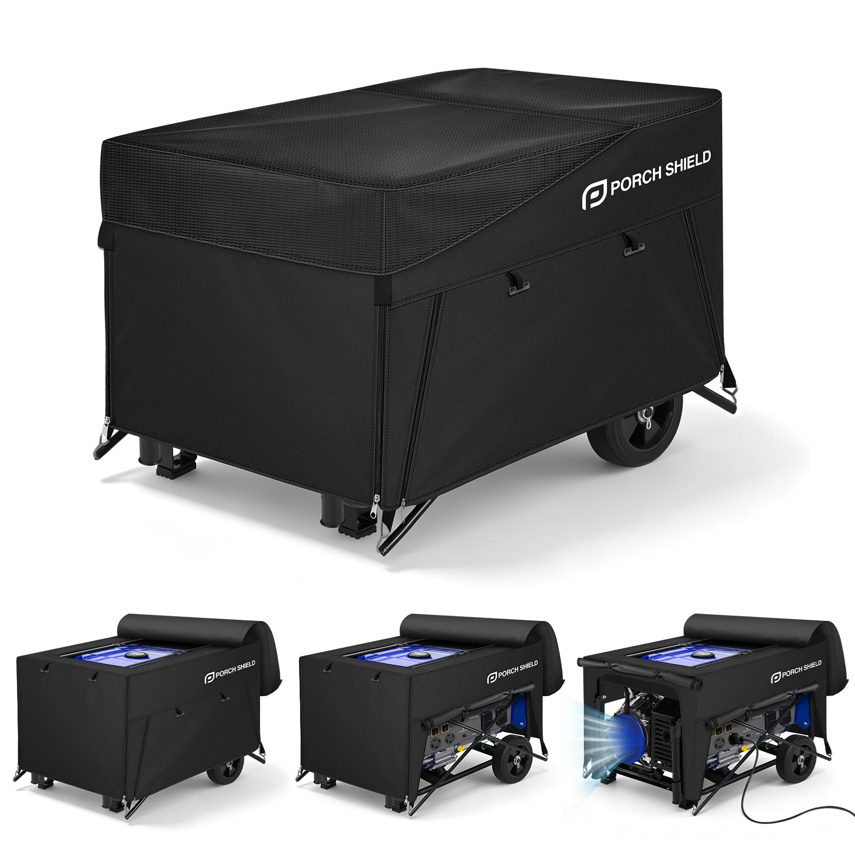 Porch Shield Running Generator Cover (Top Tarpaulin) for 3500-12000W, Black