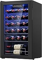 ICYGLEE 25 Bottle Freestanding Wine Cooler - 41-64°F Digital Temp Control, Double-Layer Glass Door, Quiet Compressor for Red & White Wines