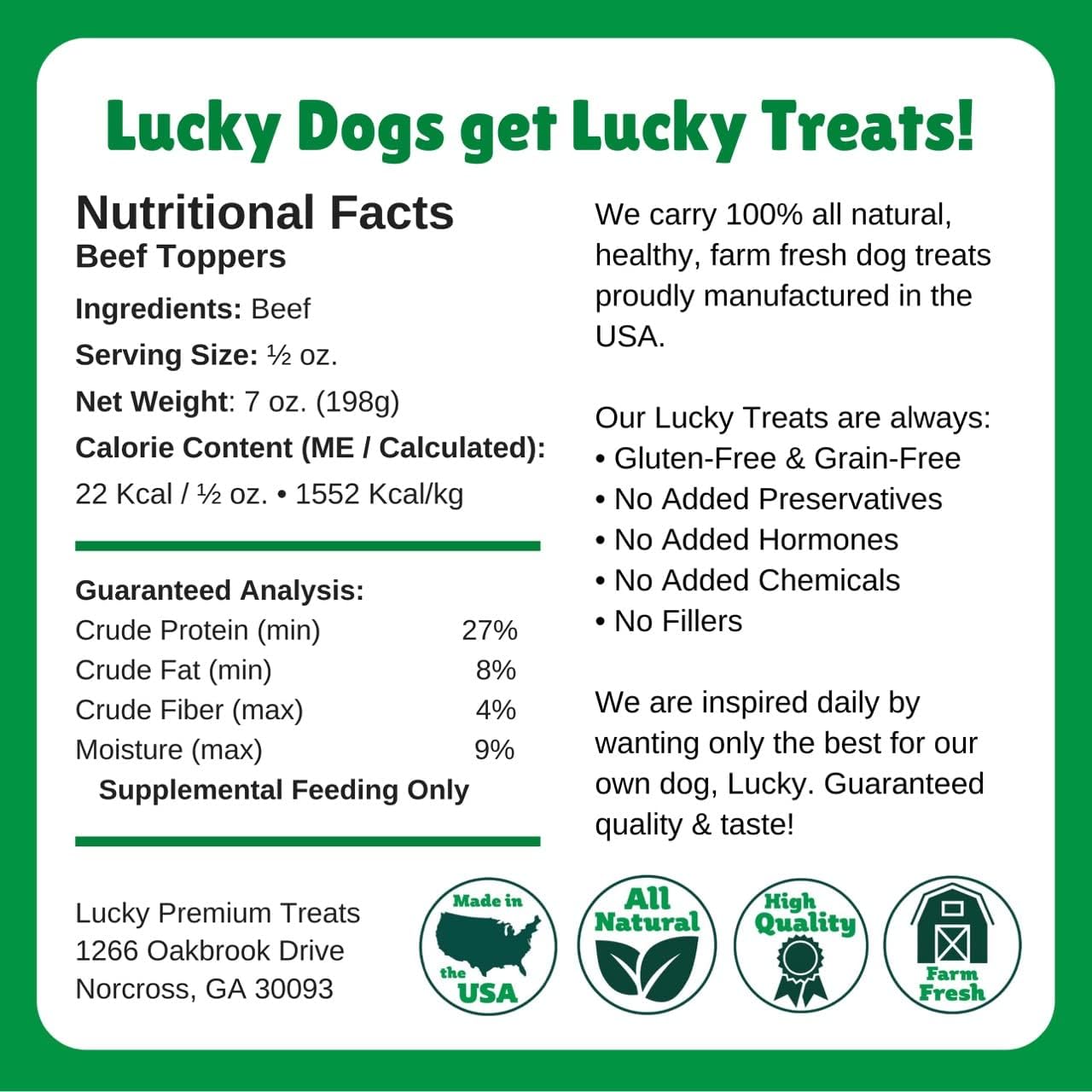 Lucky Premium Beef Sprinkles – Dog Food Toppers Made with Real Beef Jerky, Dog Food Seasoning to Add Flavor to Every Meal (7 oz)