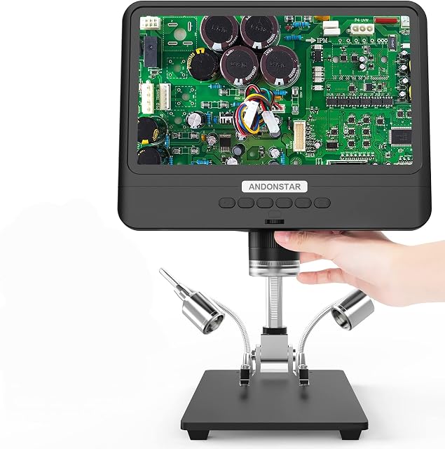 Andonstar AD208 Digital Microscope for Adults,8.5 inch LCD Screen Soldering Microscope,260X Digital Microscope 1080P Scope Soldering Tool (Black)