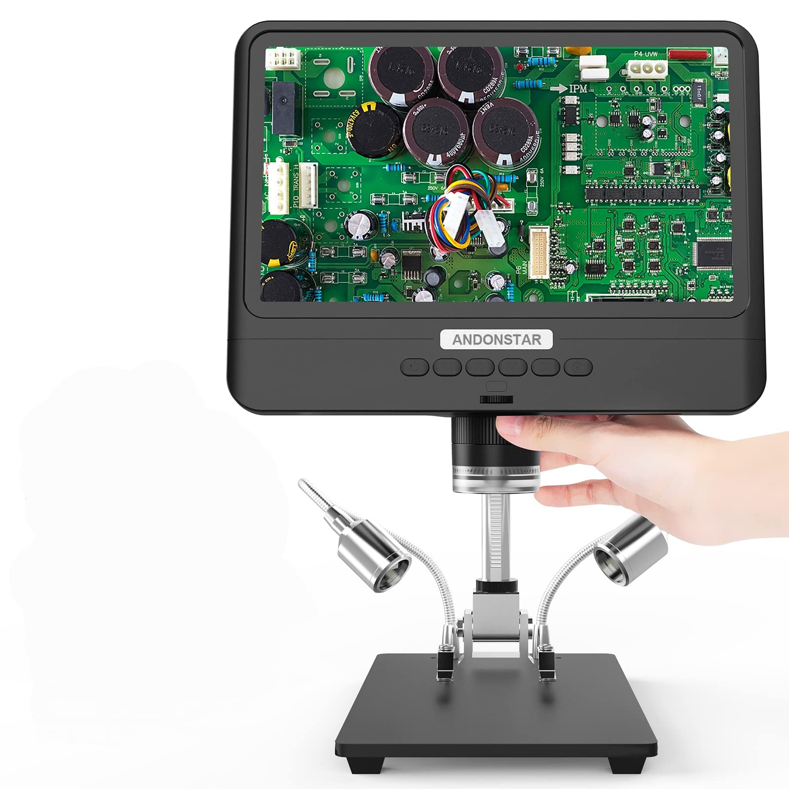 AndonstarAD208 8.5 Inch Adjustable LCD Display Microscope for Soldering Digital Microscope Black 1080P Scope Soldering Tool