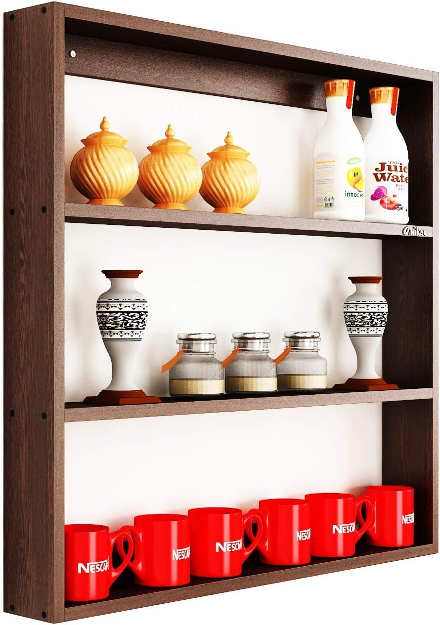 Nexo Engineered Wooden Wall Mounted Shelves for Kitchen/Kitchen Storage Shelf/Wall Shelf/Kitchen Shelf for Home/Kitchen Shelf/Kitchen Rack/Kitchen Cabinet (Matt Finish, Wenge)