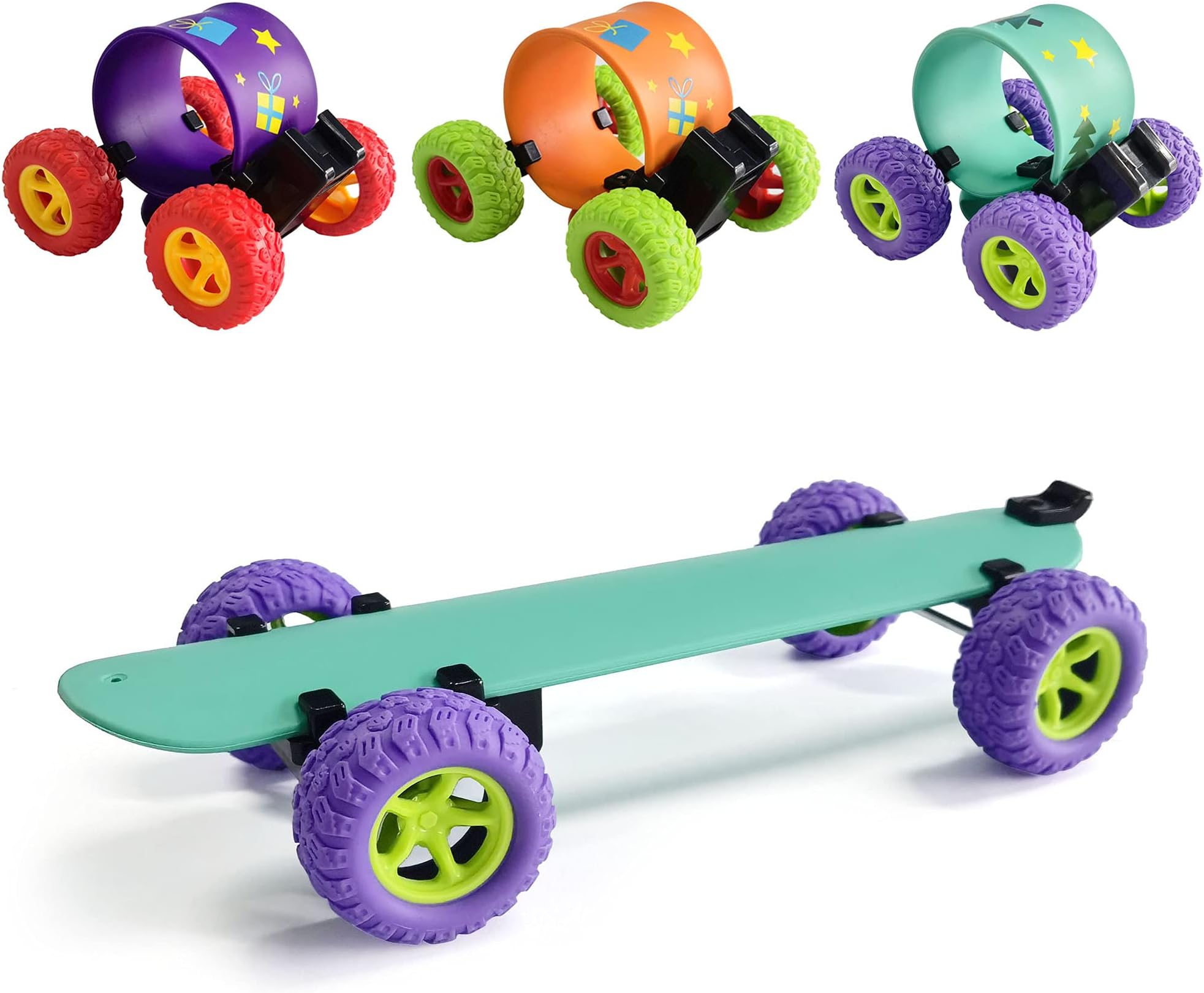 3 Pack Scooter Pull Back Vehicles Cars, 360 Degree Rotation Deformed Push and Go Toys Truck Cars for Kids Party Gifts Christmas Stocking Fillers