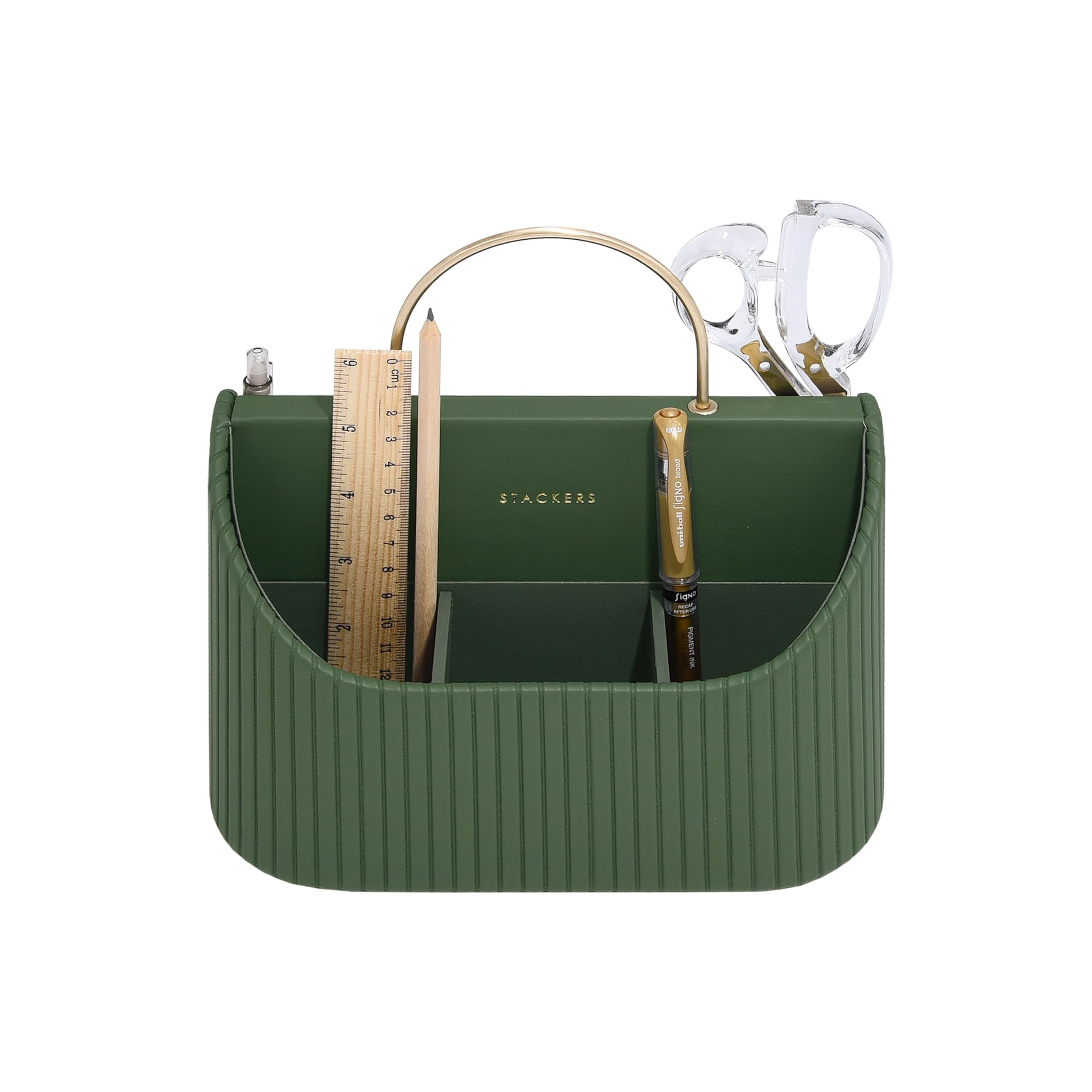 Stackers Emerald Stationery Caddy With Handle