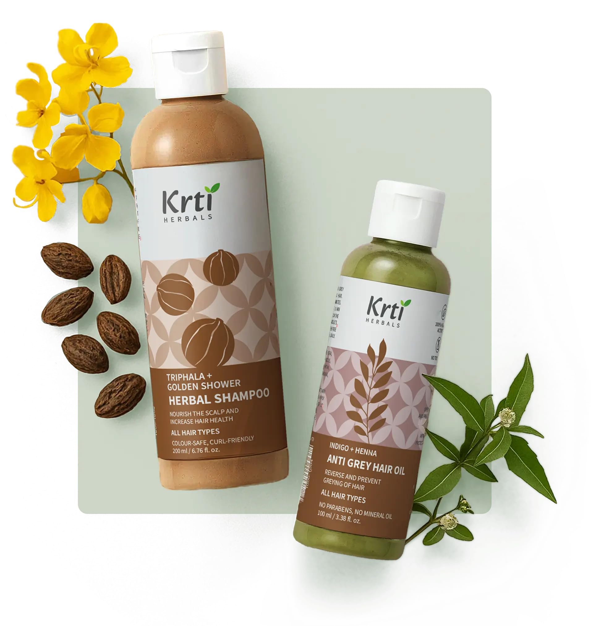 Krti Herbals Combo of 2 Pack | Anti-Grey Hair Oil (100ml) & Herbal Shampoo (200ml) | Natural Solution for Restoring Hair Health & Enhancing Natural Hair Color. (Pack Of 2, Anti-Grey-Hairoil & Herbal Shampoo)-image-7