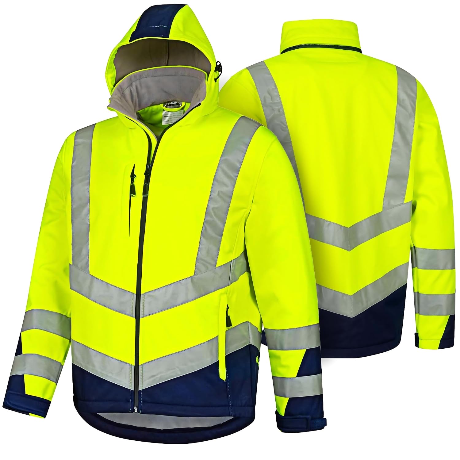 Safetytex Warnschutz Softshelljacke - Wind- und Wasserdicht - Atmungsaktiv - Hoch Sichtbar - Arbeitsjacke in verschiedenen Farben und Größen