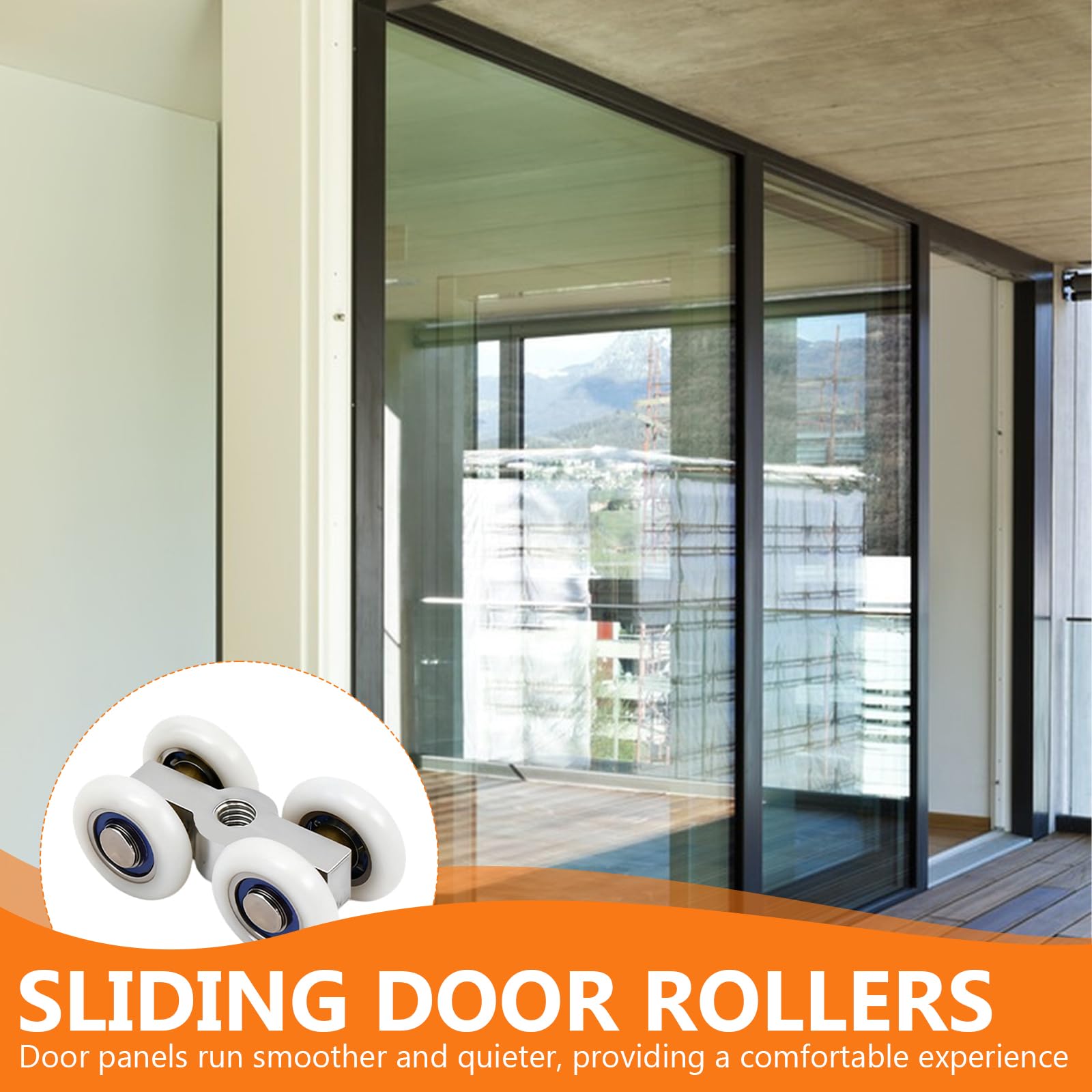 8 ruedas para puertas correderas, 44 x 22 mm, ruedas para puertas correderas, ruedas para puertas correderas con 4 ruedas, para balcón, cocina, baño
