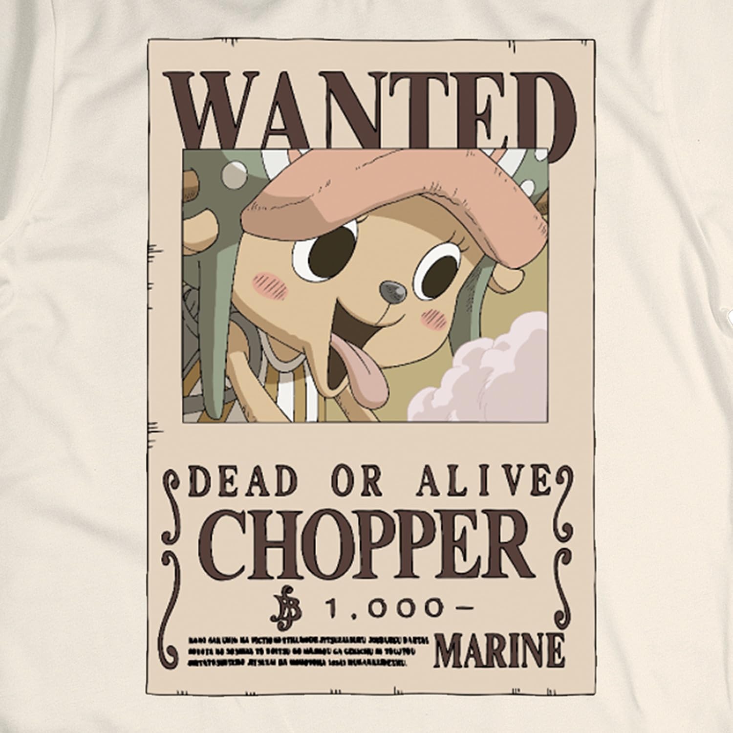 One Piece T Shirt Bambino e Ragazzo Chopper Wanted Poster – Maglietta Ufficiale Anime in Cotone - Ricompensa di 1.000 Milioni Berry - Maglia Idea Regalo Bambini