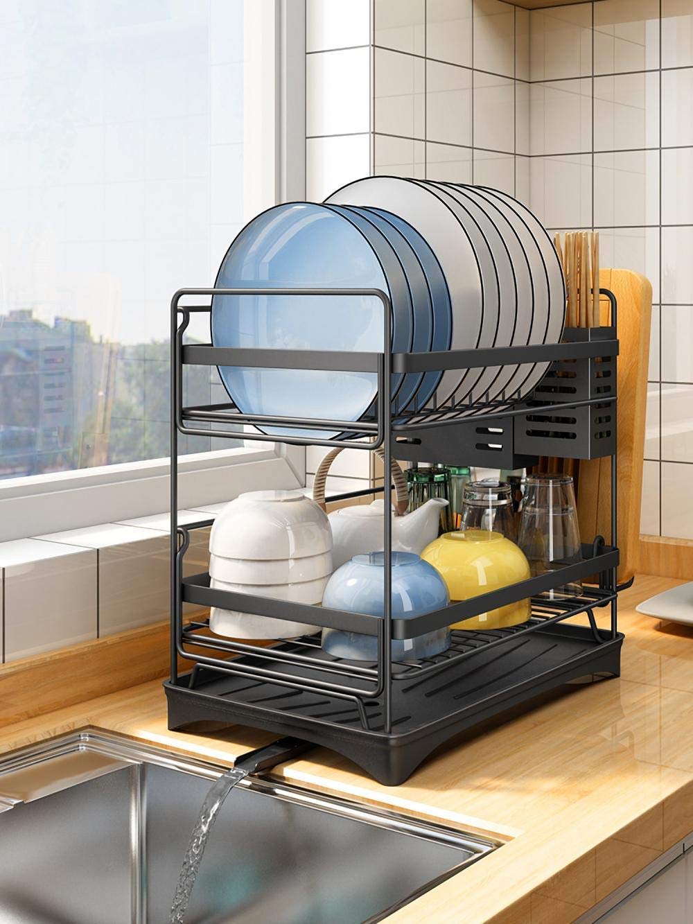 ESSEASON Tier Stainless Steel Extra Large Dish Drainer with Drip  Dish Drainer for Cutting Boards  Pans Trays