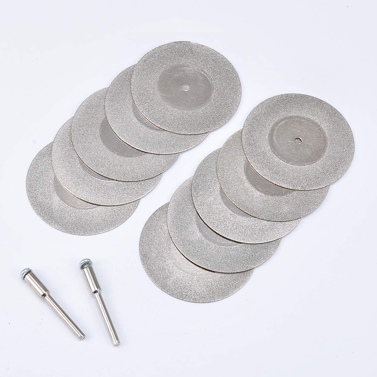 Juego de 10 Discos de Corte de Diamante de 50mm para Herramienta Rotativa, con 2 Mandriles de 35mm, Hojas de Sierra para Metal, Vidrio, Cerámica, Porcelana y Piedras Preciosas