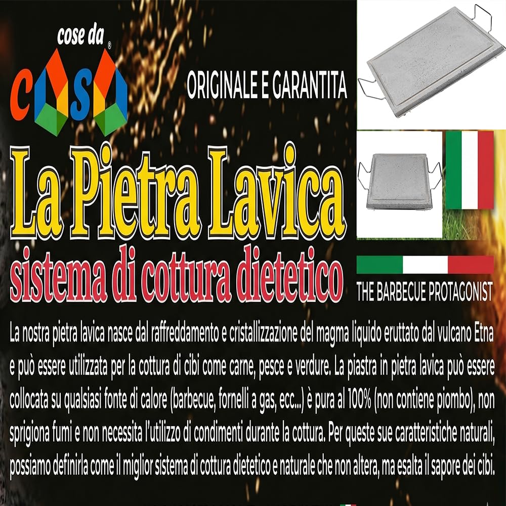 Pietra Ollare grande 60x40 cm con Stand in Metallo Piastra Vulcanica Bistecchiera & Grill da Tavolo Barbecue Griglia per Servire Carni Verdure pesce cottura Dietetica con Canale Raccogli Grassi