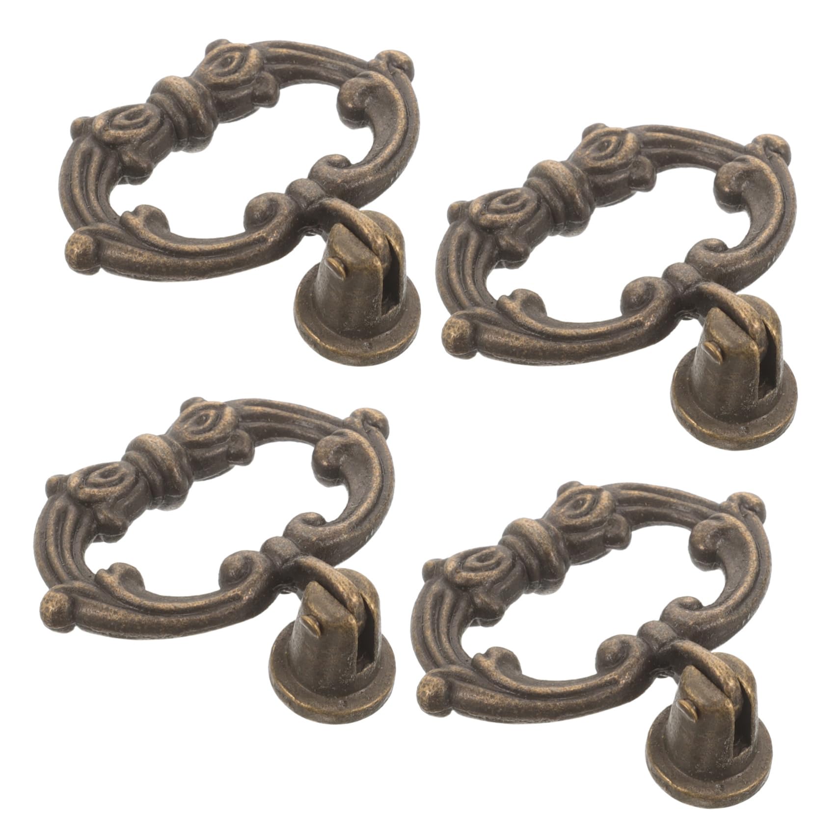 IWOWHERO 4pcs Vintage Pull Handles for Jewelry Box Antique Style Drawer Knobs Easy to Install Decorative Cabinet Hardware Chic Home Furniture Accessories