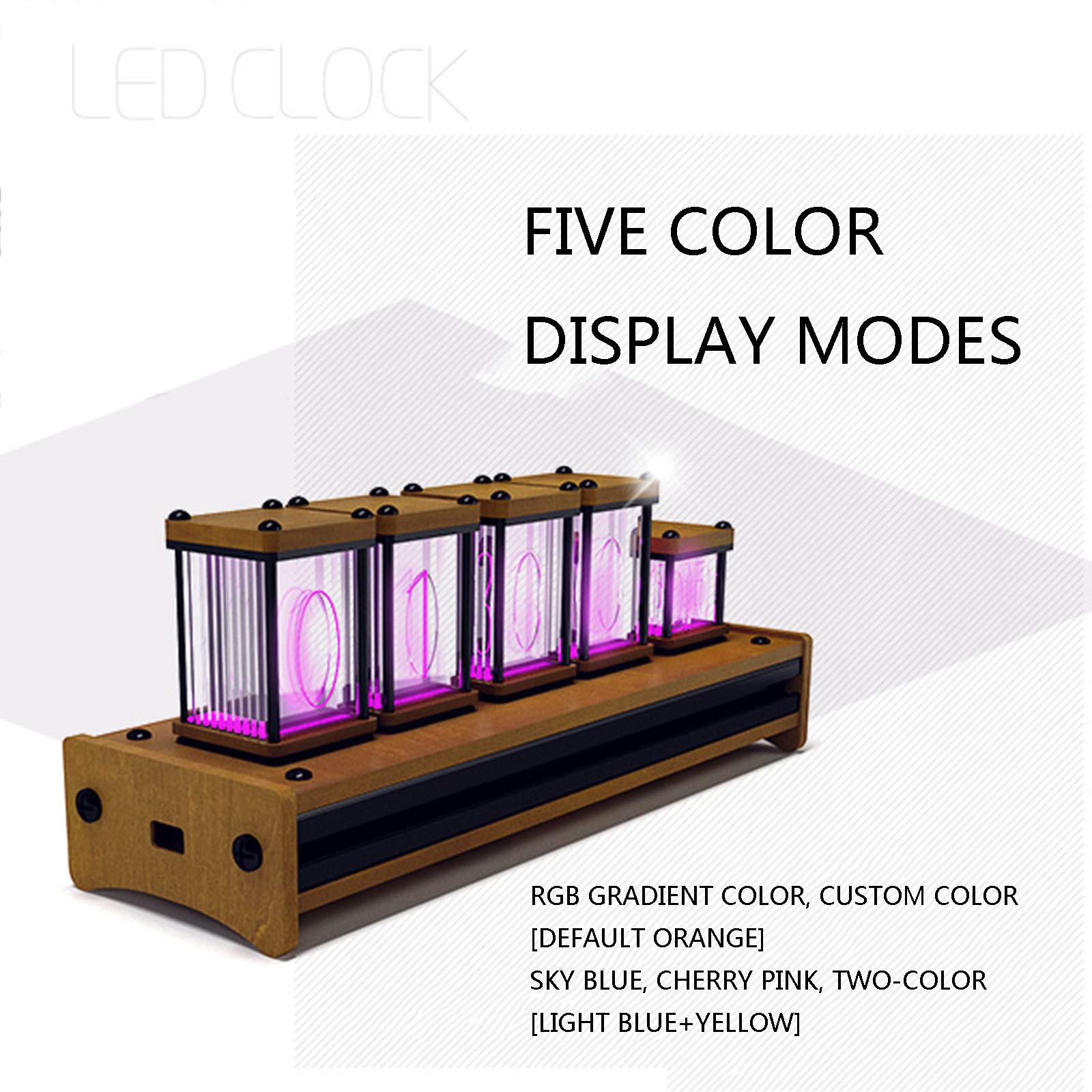 Cadeaux personnalisés, Horloge Intelligente de Tube de Lueur de LED, Horloge rétro de Tube de Nixie Polychrome, Cadeau d'anniversaire de décoration de Bureau d'horloge de