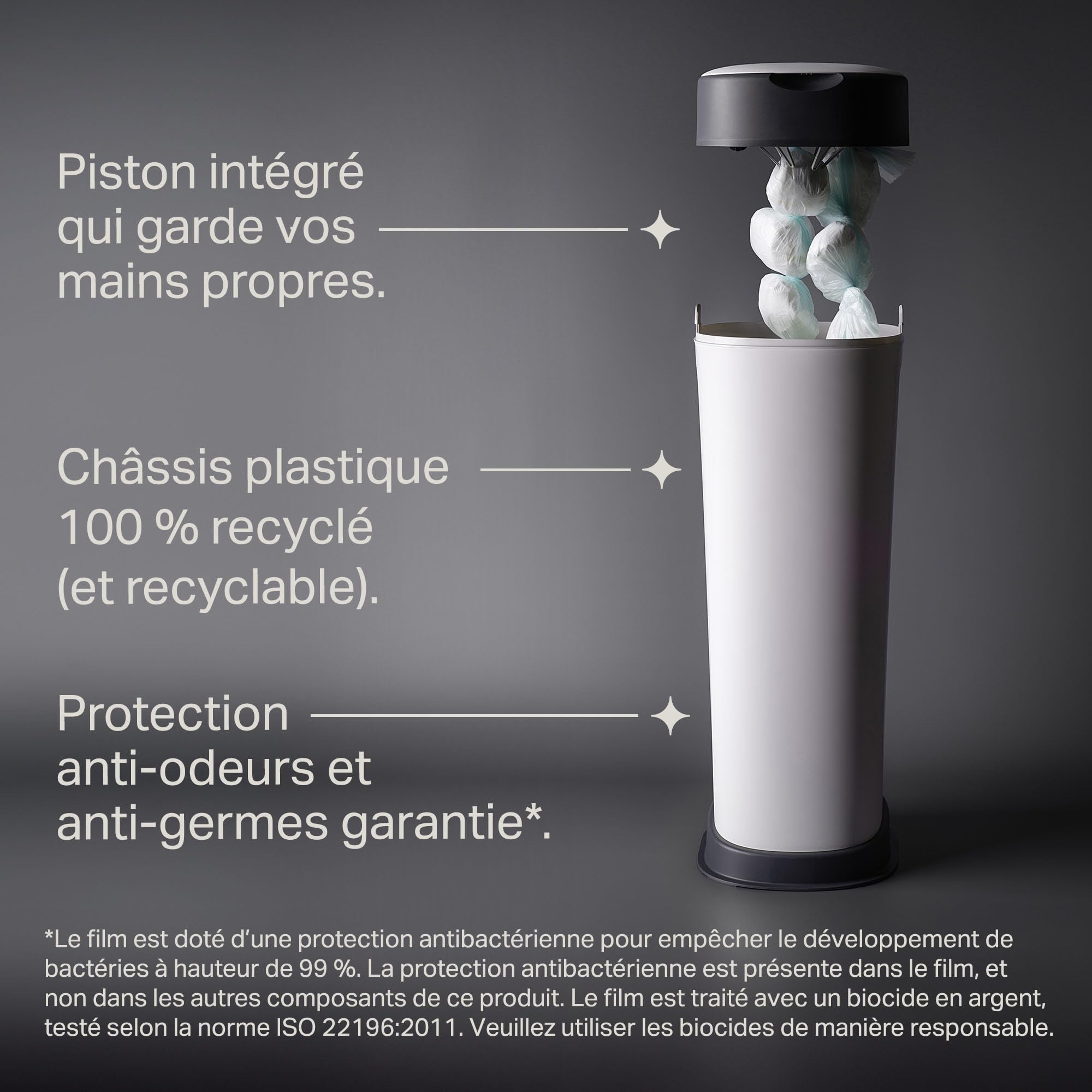 Tommee Tippee XL Poubelle à Couches Twist and Click, Inclut 1x Cassette avec Un Film Multicouche Antibactérien, Blanc