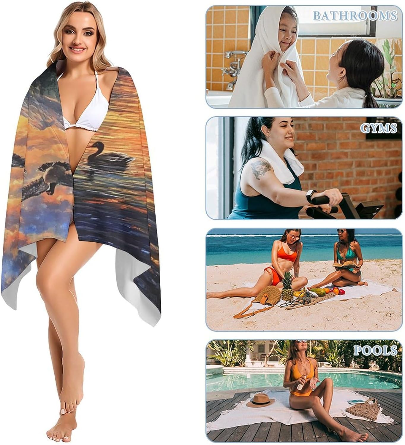 Mountain Sunset Wooden House Ducks Beach Towels Oversized Jumbo Large Yoga Bath Towel for Pool Yoga Swim Body 160x80cm