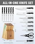 Cook N Home 02630 15-Piece Knife Set with Bamboo Storage Block, Stainless Stee Silver