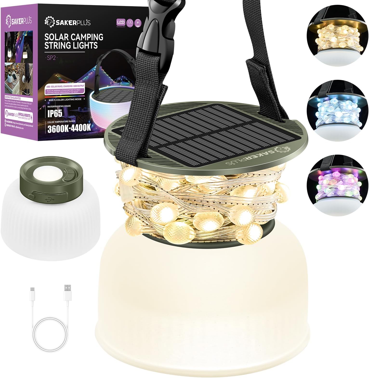 MPOWERED Luci Solar String Lights Camping String Lights, 44' String ...