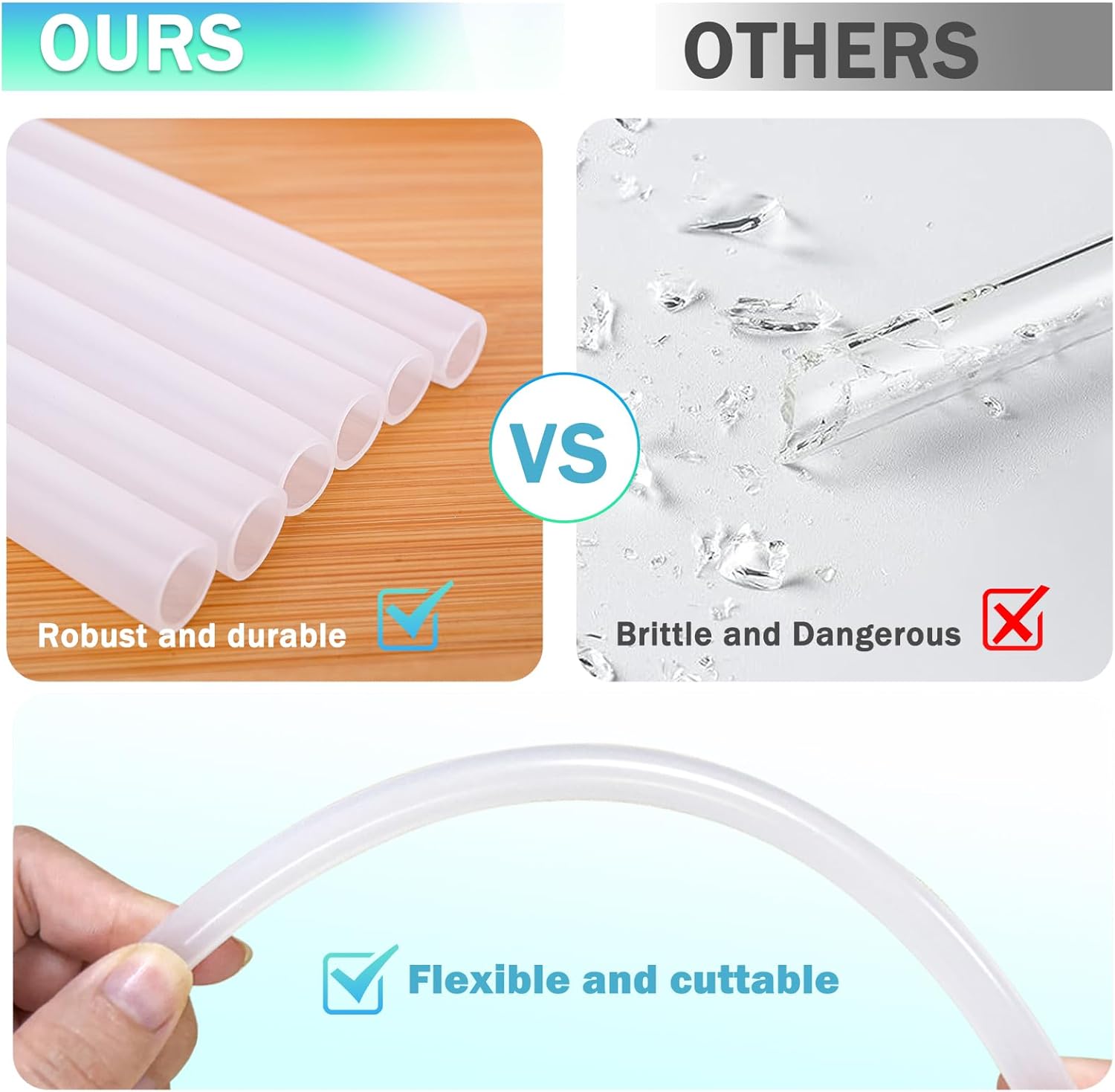 Replacement Straws for Stanley IceFlow Tumbler 30oz, 6 Pack Plastic Reusable Straws with 2 Straw Cleaner Brushes for IceFlow Tumbler Accessories - Image 2