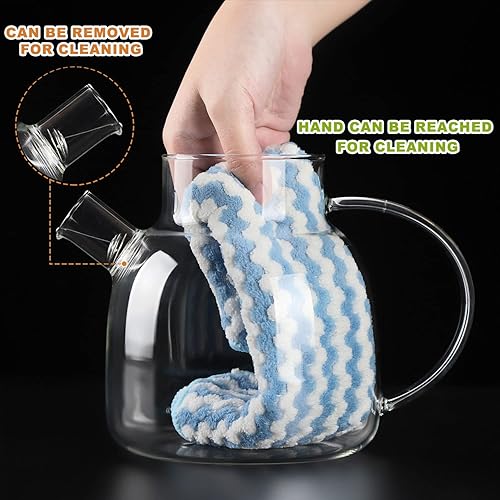 Miniatura 5 de WHJY Tetera de vidrio transparente para cocinar en la estufa, teteras transparentes con infusor para té suelto, tetera para hojas sueltas para agua