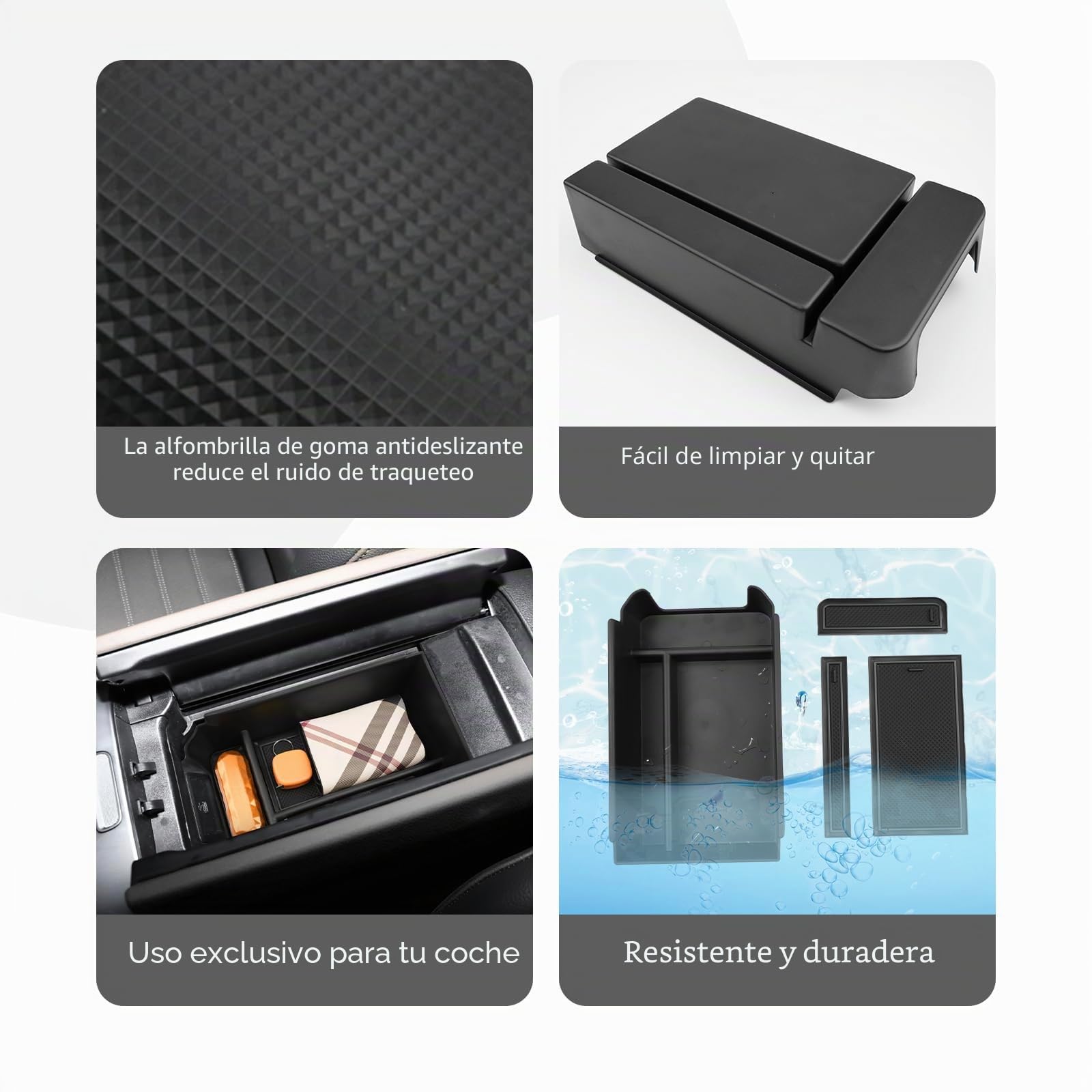 CDEFG Mercedes GLC X254 2024 2025 Caja de almacenamiento Consola Central Apoyabrazos Interior Center Armrest Storage Box, Con Tapete Antideslizante Clase GLC X254 2025 Accesorios del coche (Negro)