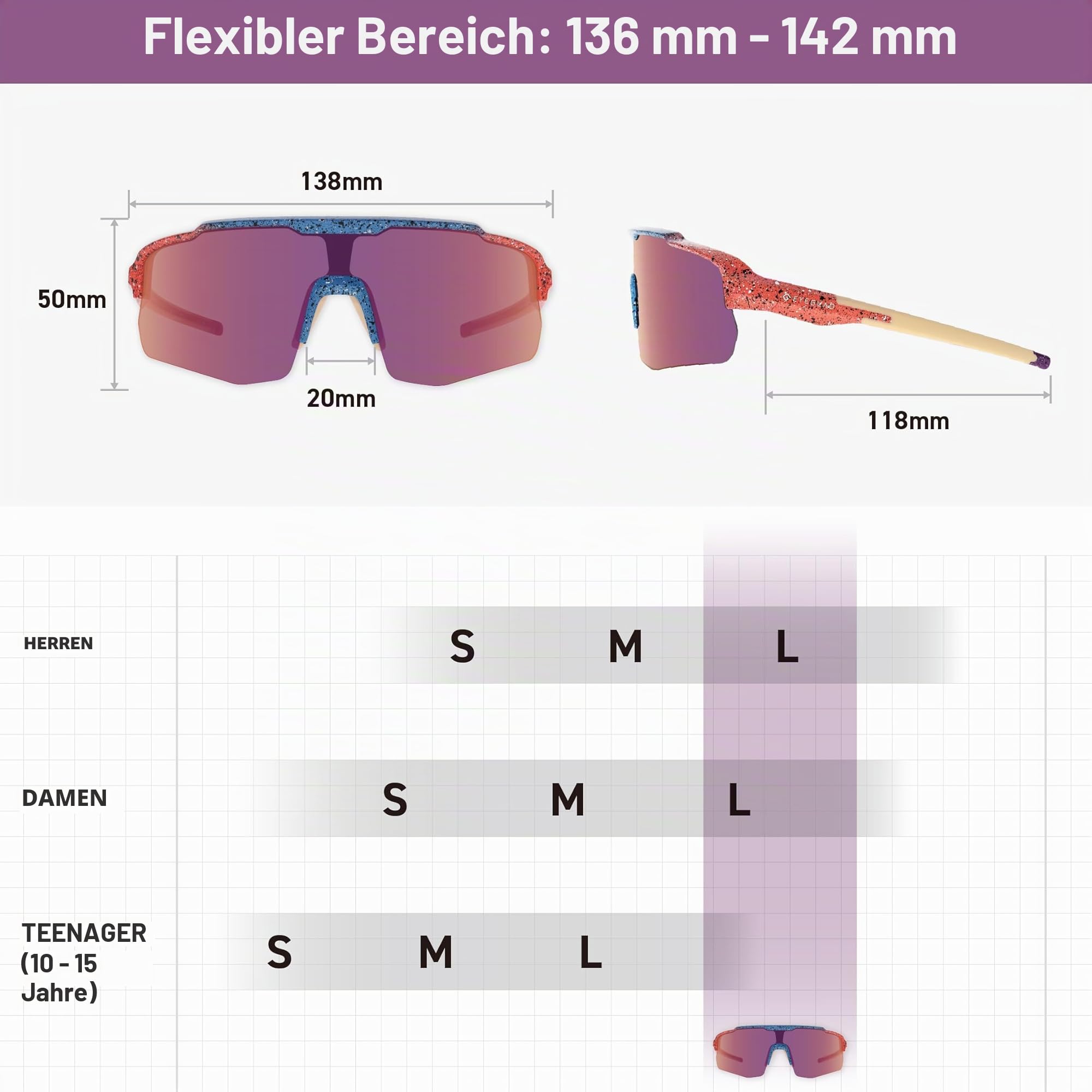 MOTIONVIEW Sport-Sonnenbrille aus Biobasiertem Material Nachhaltig HD Hoher Kontrast UV400 für Laufen Baseball Softball Outdoor