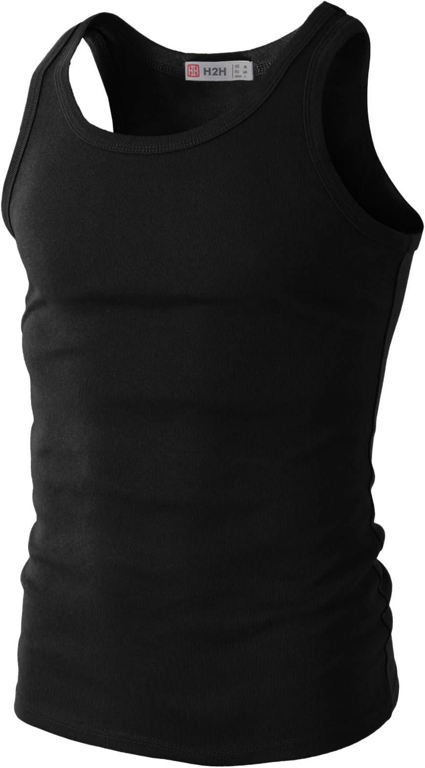 H2H Mens Simple Crew Neck Sleeveless Tank Top With Basic Colors Black US L/Asia XL (KMTTK024)
