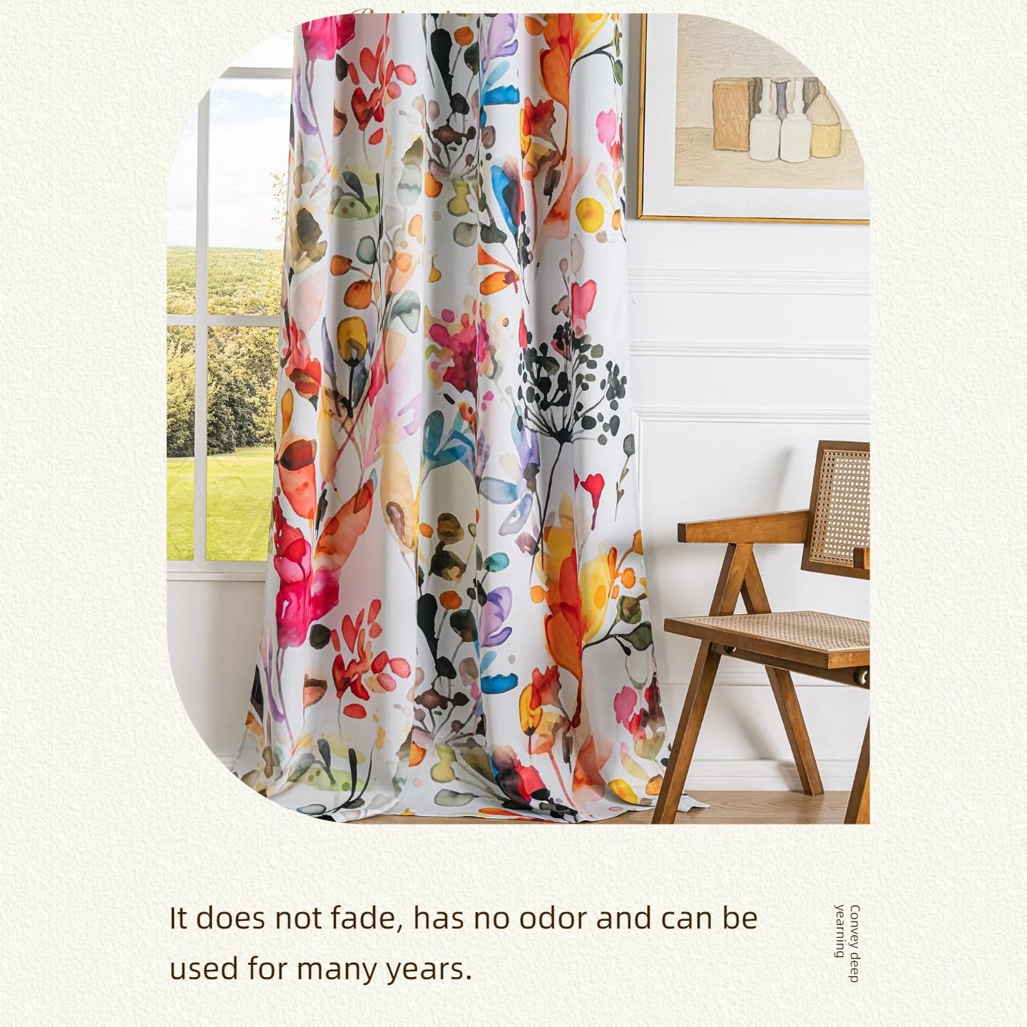 Boho Floral 100% Blackout Curtains  2 Panels Set Grommet Watercolour Flower Bohemian Pattern Black Out Thermal Insulated Drapes Window Treatment for Bedroom Living Room