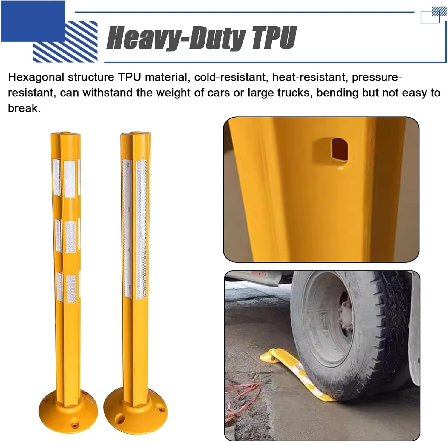 Safety Cones,2 4 5 10 12 24 Pack Portable Traffic Delineator Post Cones,Driveway/Garage/Walkway Reflective Warning Post,Floor Mount Parking Barrier Bollards,Yellow Flexible Bollard Post