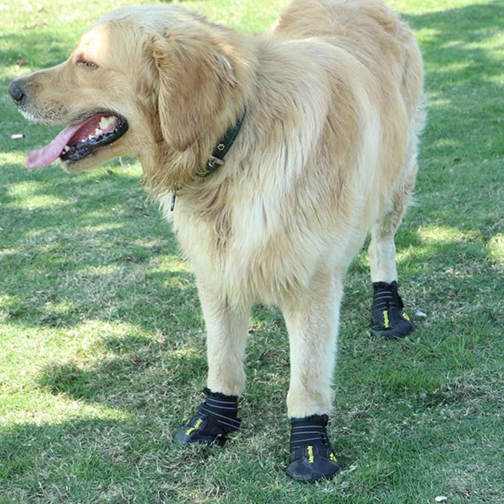 Dog Shoes,Waterproof Dog Boots,Nonslip Paw Protector,Dog Rain Boots Snow Boots with Two Reflective Fastening Straps for Outdoor Activities for Medium to Large Dog,Black,8