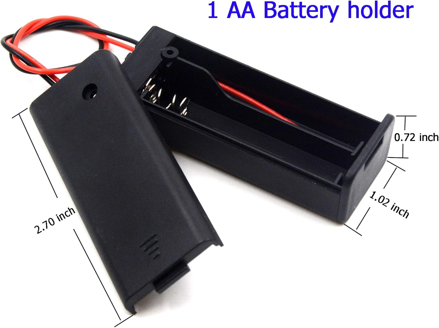 1-cell AA battery holder with dimensions