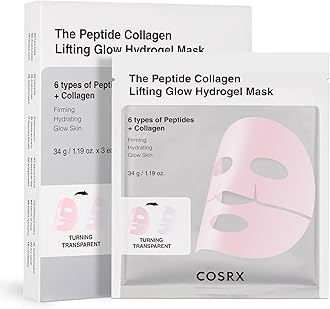 COSRX The Peptide Collagen Hydrogel Pack, Mask Pack, Pack of 3, Resilient, Glossy, Shiny, Moisture, Moisture, Lifting, Collagen Mask, Gel Mask, Tested for Human Body, Cosar X, Essence, Skin Care, Korean Cosmetics