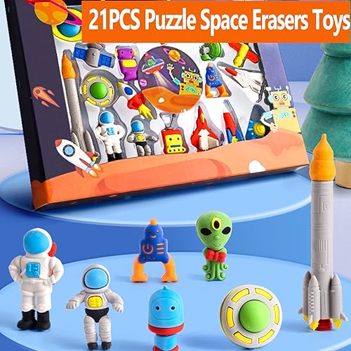 Miniatura 8 de Borradores de animales de escritorio para niños, borradores de lápices para niños, rompecabezas espaciales, borradores desmontables, juguetes para
