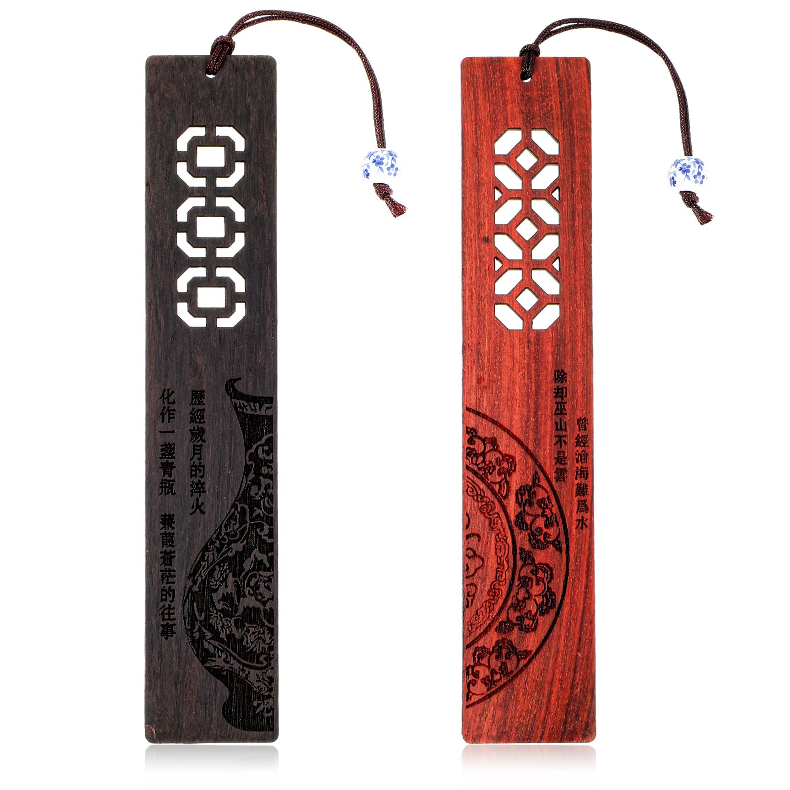 TIESOME Marcapáginas de madera con texto emocional, 2 marcapáginas hechos a mano para mujeres y hombres, marcadores elegantes con cordón, dardos, marcadores de madera para amantes de los libros,