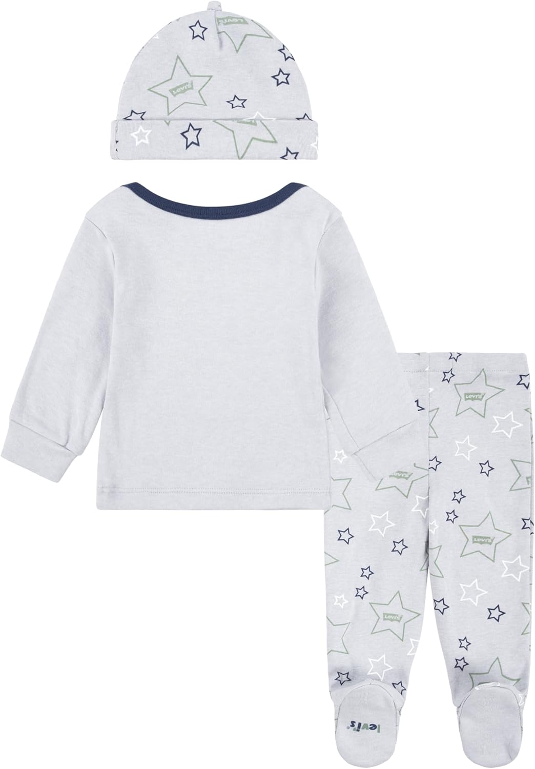 Levi's Unisex Baby Long Sleeve T-shirt, Footed Pants and Hat 3-piece Outfit Set - Image 2