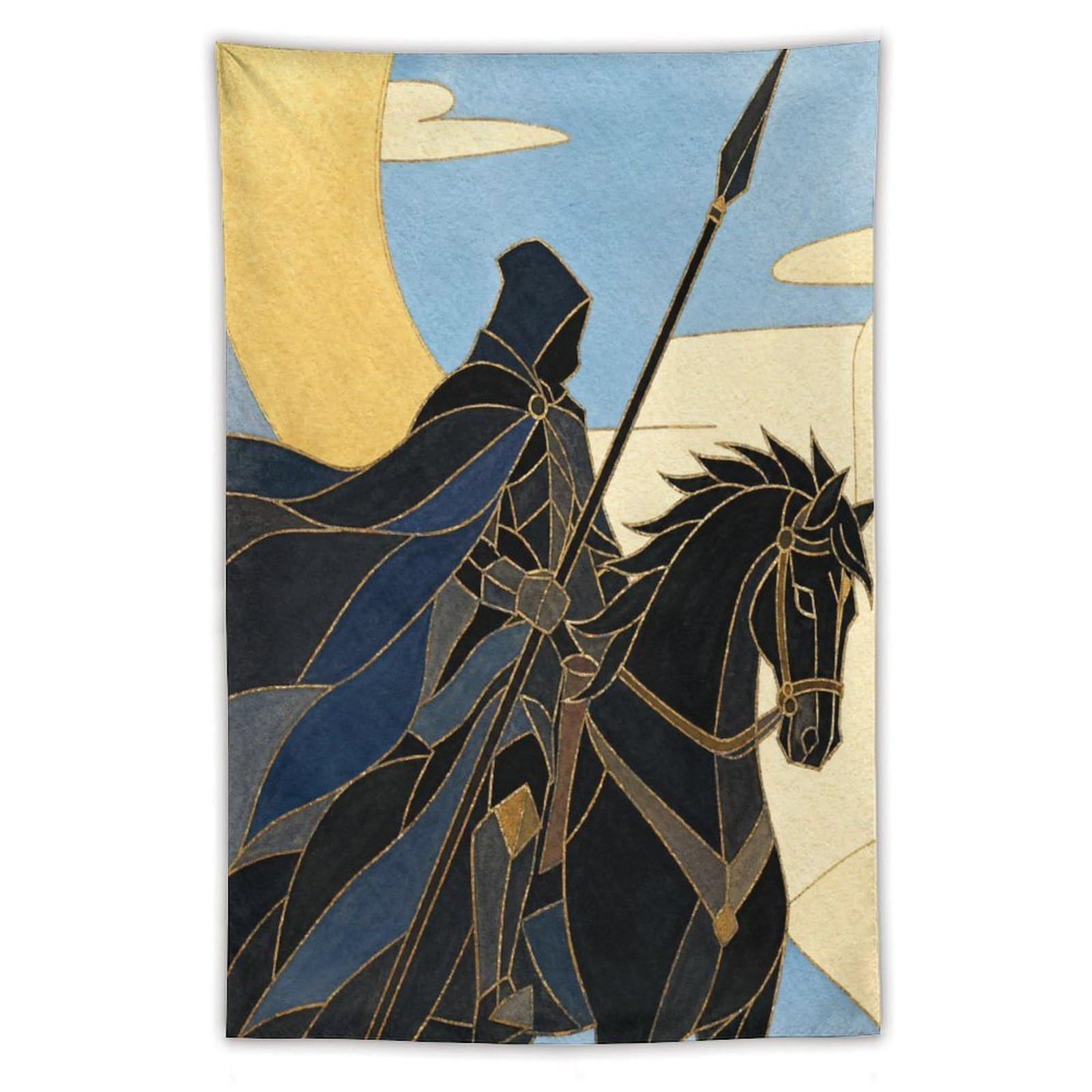 H3B8U2Y5 Moon Horseman Wall Tapestry, Vintage Poster Style, Entryway