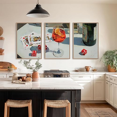 Miniatura 3 de Arte de pared de carrito de bar de moda, arte retro de póquer con dados de póquer, decoración de pared, póster estético preppy Y2k Aperol Spritz