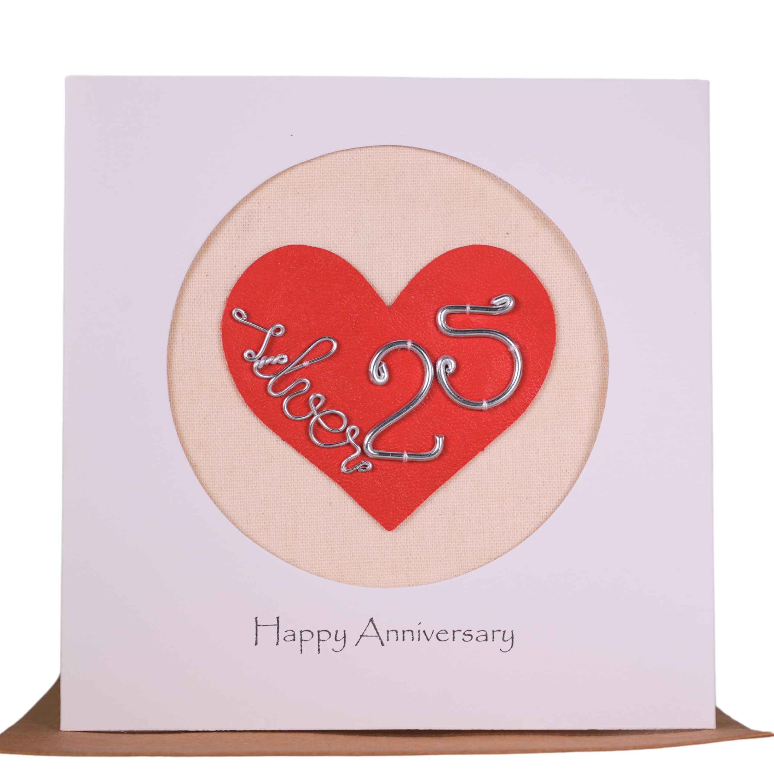 25th Wedding Anniversary Card For Her Him, Handmade Anniversary Card for Wife, Husband, Couple((25th)