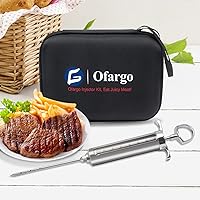 Vista 4 de Ofargo Kit de inyector de carne para ahumador con 3 agujas de jeringa inyectoras de barbacoa sabor marinada, adobos inyectores para carnes, pavo