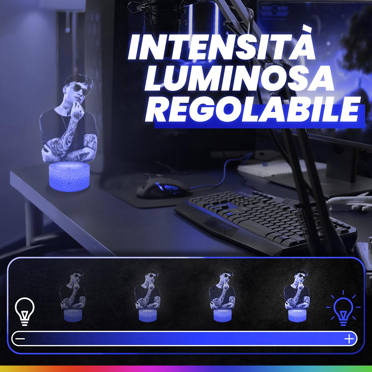 Lampephoto.fr - Lampada 3D Ultimo Musica, Luce Notturna Tattile Led, Effetto Ologramma 3D, Idea Regalo Natale Compleanno Uomo Donna, Oggetto decorazione camera