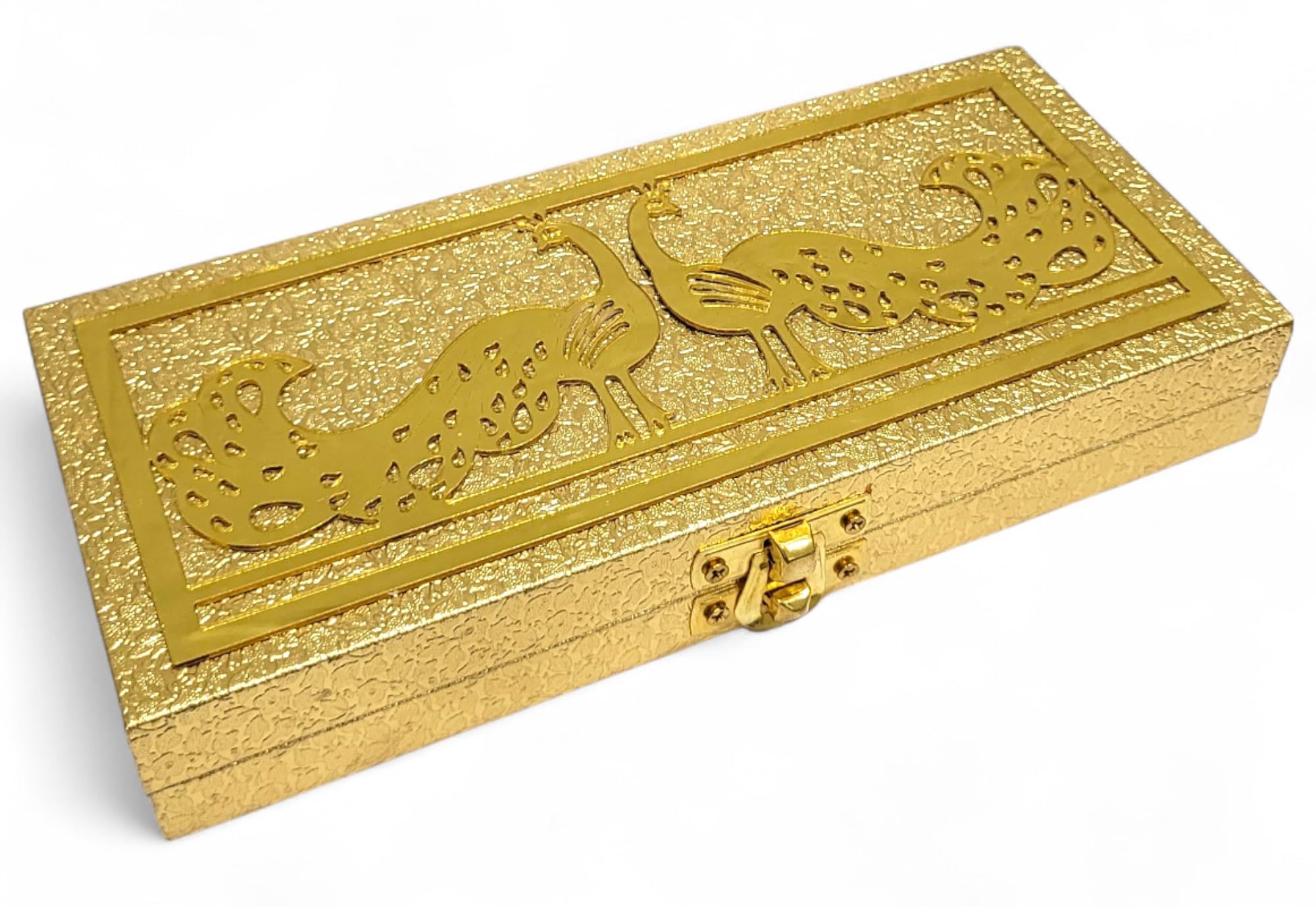 SHAKTISM Decorative and Attractive Box Cash Box, Shagun, Jewellery, Money Envelop Wedding, Gift, Bangel box (Pack of 1Pc) (Peacock Golden)