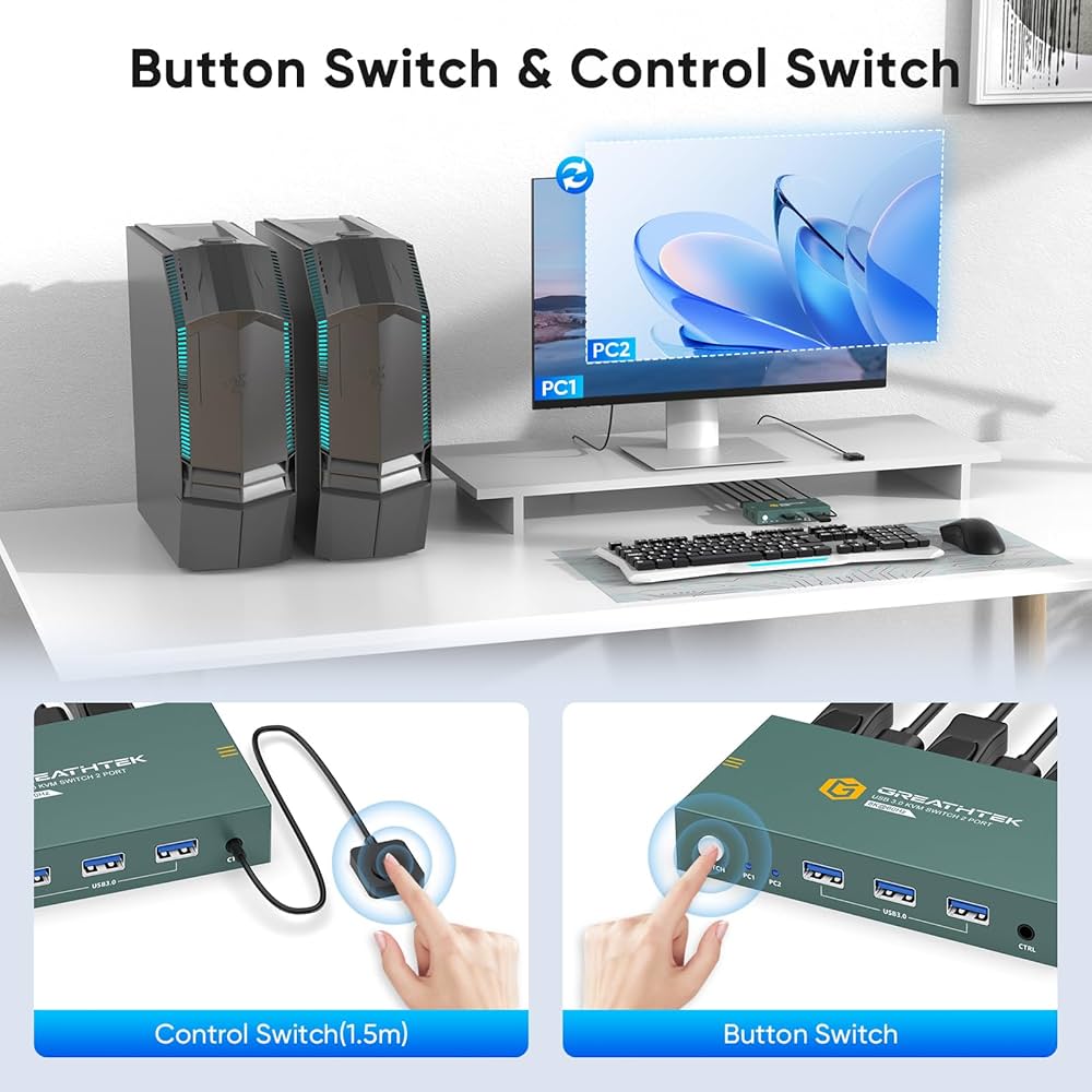 Amazon.co.jp: KVMスイッチ 1 モニター 2 コンピューター