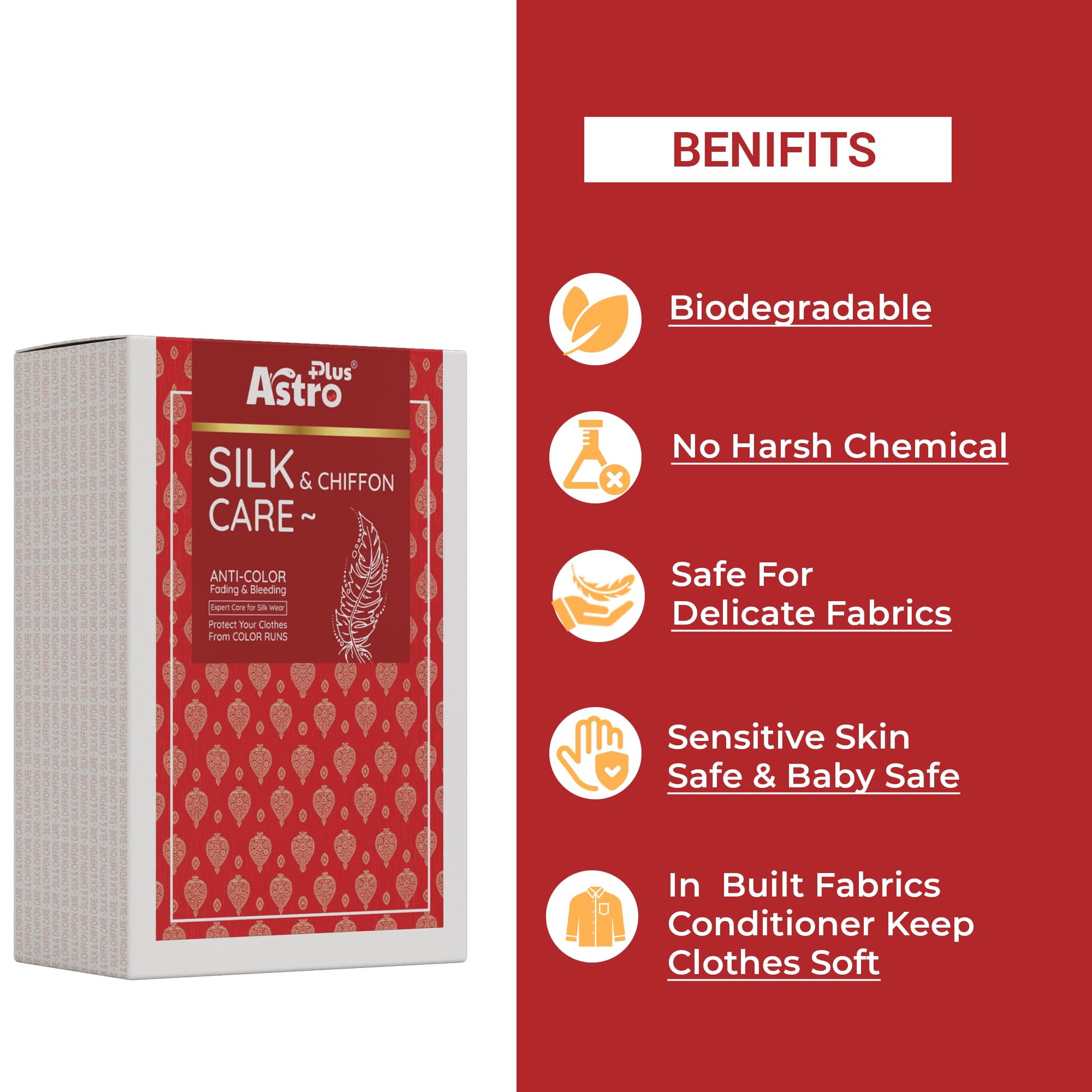 Astro Plus+ Silk & Chiffon Care Wash Liquid Pouch Anti-Color Fading & Bleeding Expert Care For Silk Ware and Chiffon Care Protect Your Clothes From Color Runs (3 Pouch) 1