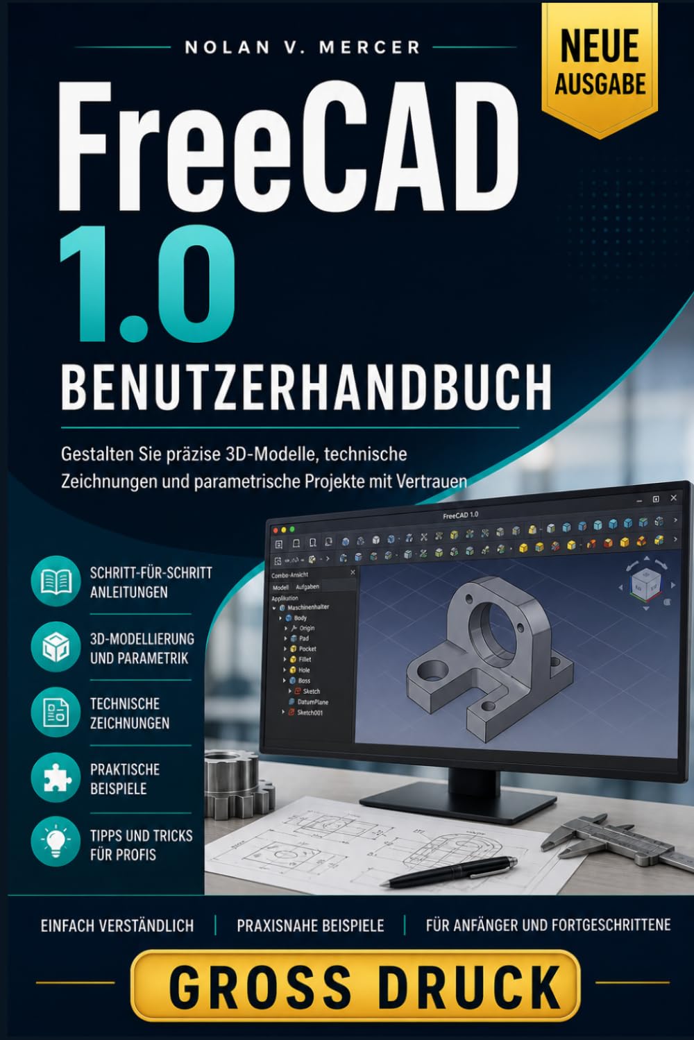 FreeCAD 1.0 Benutzerhandbuch: Gestalten Sie präzise 3D-Modelle, technische Zeichnungen und parametrische Projekte mit Vertrauen