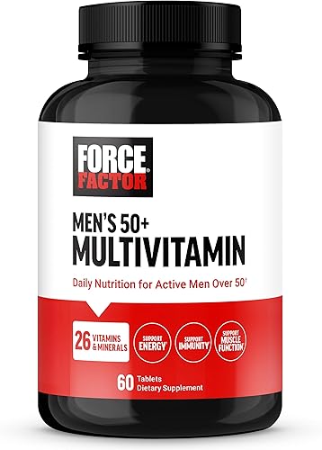 Force Factor Multivitamínico 50 Plus para hombres con 26 vitaminas y minerales, y fitonutrientes para apoyar la energía, la inmunidad y la función