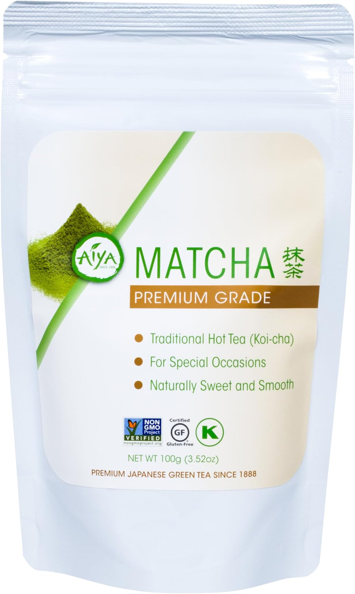 Aiya Authentic Japanese Origin Premium Grade Matcha Green Tea Powder, 100g Bag (3.53 oz.)