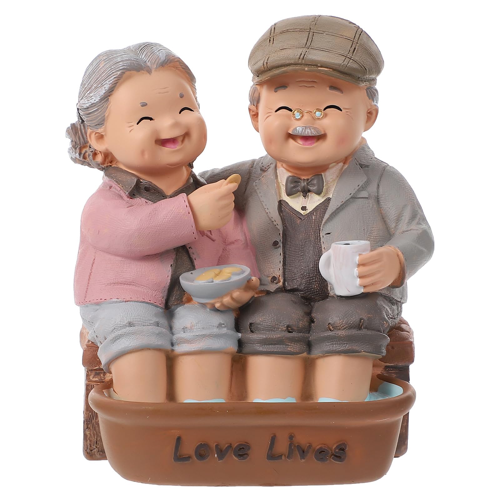 Figurine couple âgé en résine sculpture haut de gamme symbole d'amour