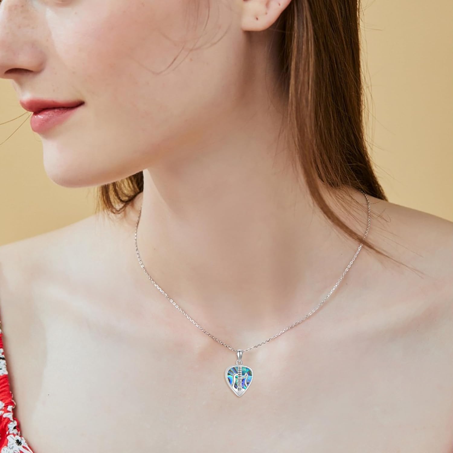 Guitar Lotus Flower/Evil Eye Necklace Sterling Silver Guitar Pick Pendant Music Jewelry Christmas Gifts for Women - Image 2
