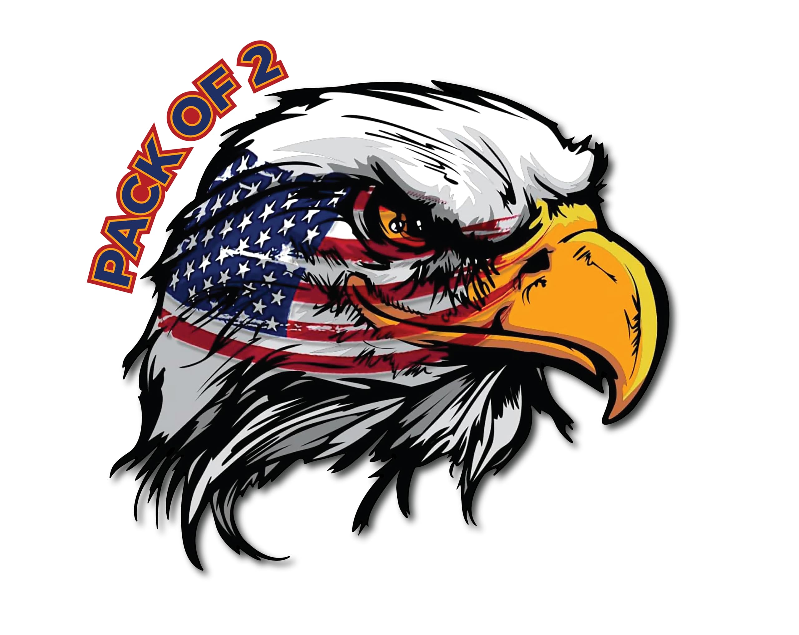 Imperial VibesAmerican Flag Bald Eagle Sticker – Vinyl Decal for Car, Truck, and Van – Indoor & Outdoor Use for Laptop Sticker – Waterproof Decal for Laptop, Bumper & Window - (Pack of 2) Imp 125