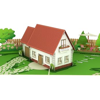 MOKIO  Pop-Up Karte   Haus mit Garten   3D Gru karte zum Einzug