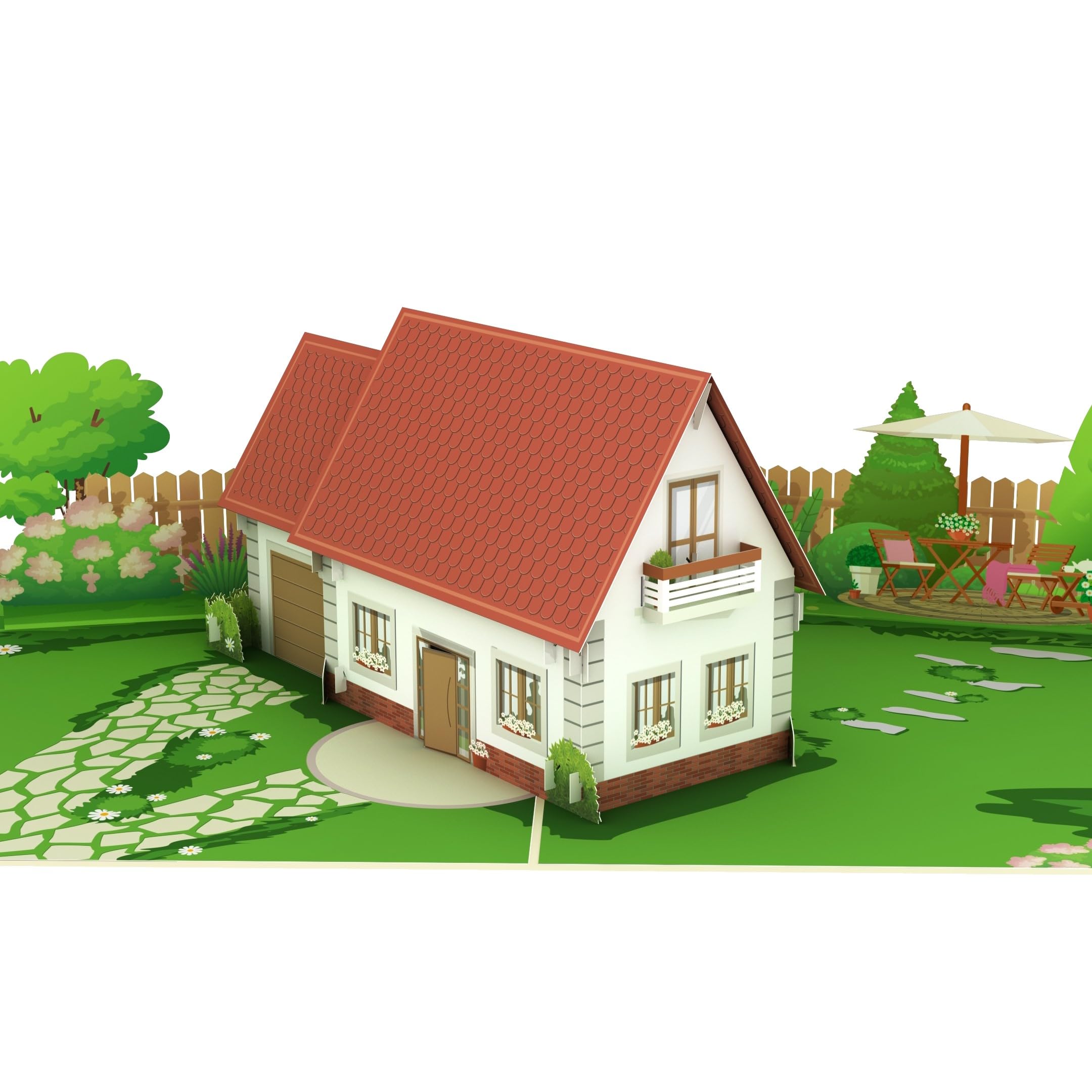 MOKIO® Pop-Up Karte – Haus mit Garten – 3D Glückwunschkarte zum ...